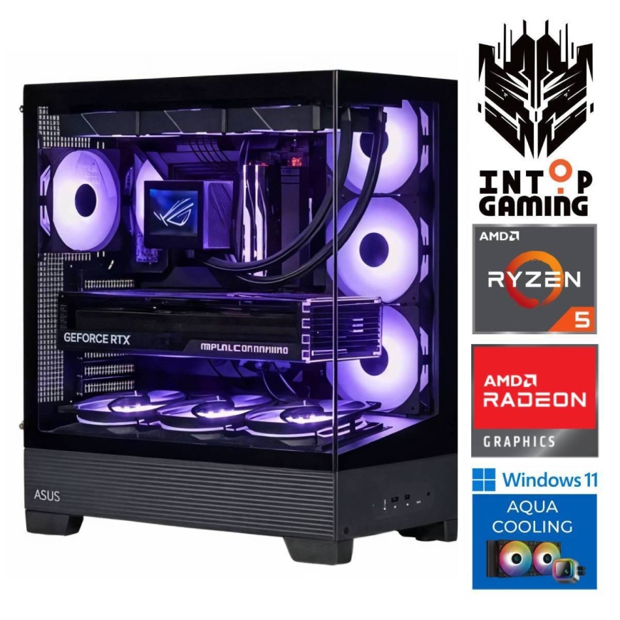 INTOP AQUA Ryzen 5 7500X3D 32GB DDR5 1TB SSD M.2 NVME+2TB RX9060XT 16GB WIN11Pro
