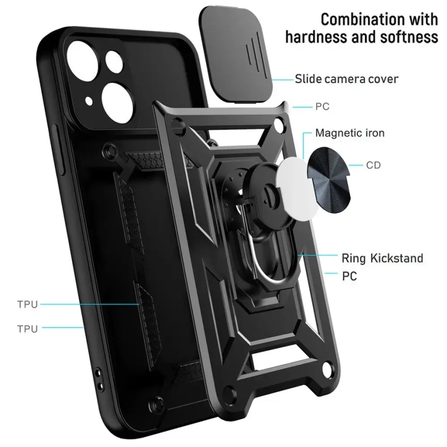 Slide Camera Armor dėklas Xiaomi 17 Pro Max juodas – 3