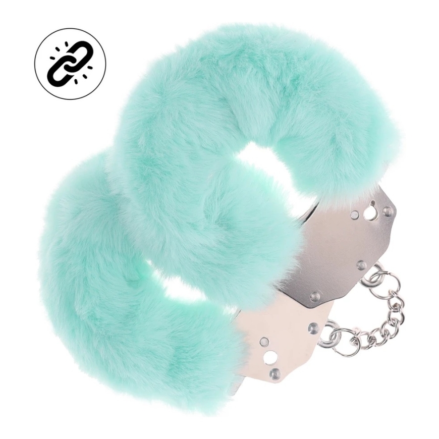 Ouch By Shots Durable Fuzzy Handcuffs - Powder Green