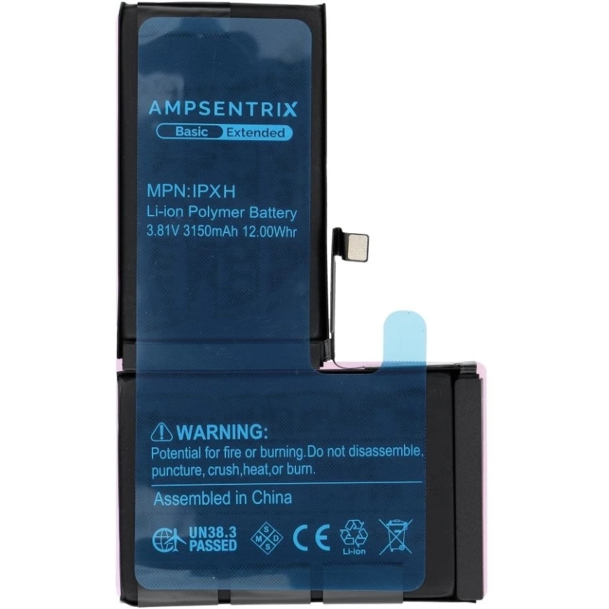 "Oem AmpSentrix Basic" akku "iPhone X":lle (korkea kapasiteetti 3150 mAh) – 4