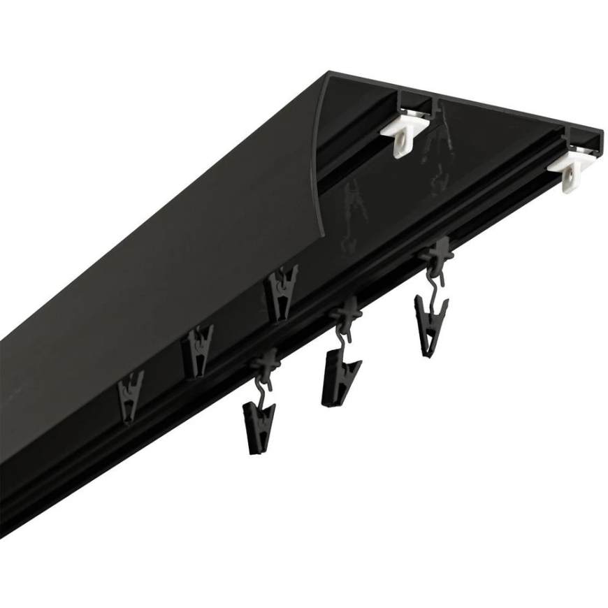 Decastyl LUBINĖS CEILING TRACKS WITH COVER WIDTH BETWEEN TRACKS 102 MM SLIDING WITH HOOKS 200 CM BLACK ALUMINUM DOUBLE KOWALSKI