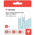 Verbatim Sync & Charge SoftTouch USB-C kuni USB-C kaabel 100W PD3.0 120cm sinine 30276