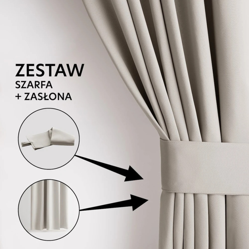 AmeliaHome Aizkaru ar acīm 140 × 280 cm, gaiši smilšu krāsas – 5