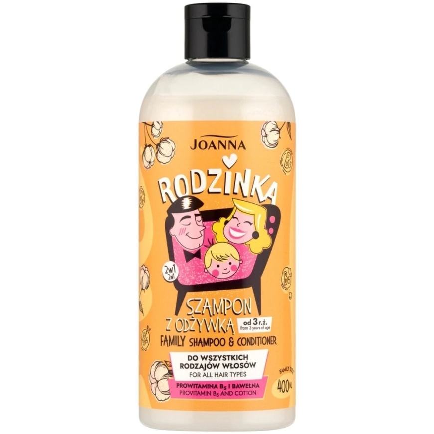 Шампунь Joanna Rodzinka с кондиционером, провитамином B5 и хлопком, 400 мл – 2
