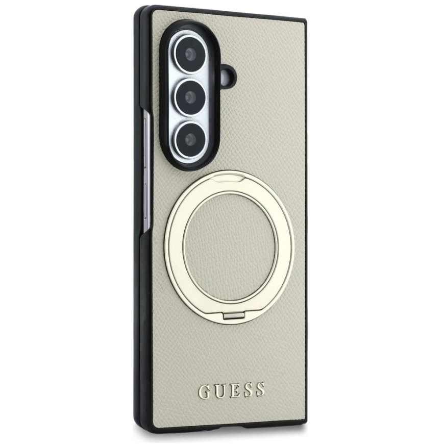 Чехол Guess Magnetic Ring Stand Grained Classic Logo MagSafe, для Samsung Galaxy Z Fold8 Ultra, цвет песочный – 5