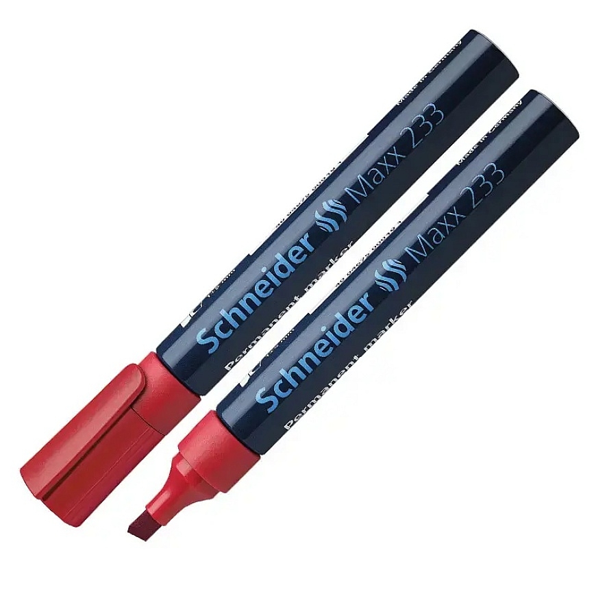 Permanent marker SCHNEIDER Maxx 233, chisel tip, 1-5 mm, red