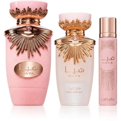Lattafa Haya EDP 100 ml + EDP MINI 12 ml + Hair Mist 50 ml (naistele)