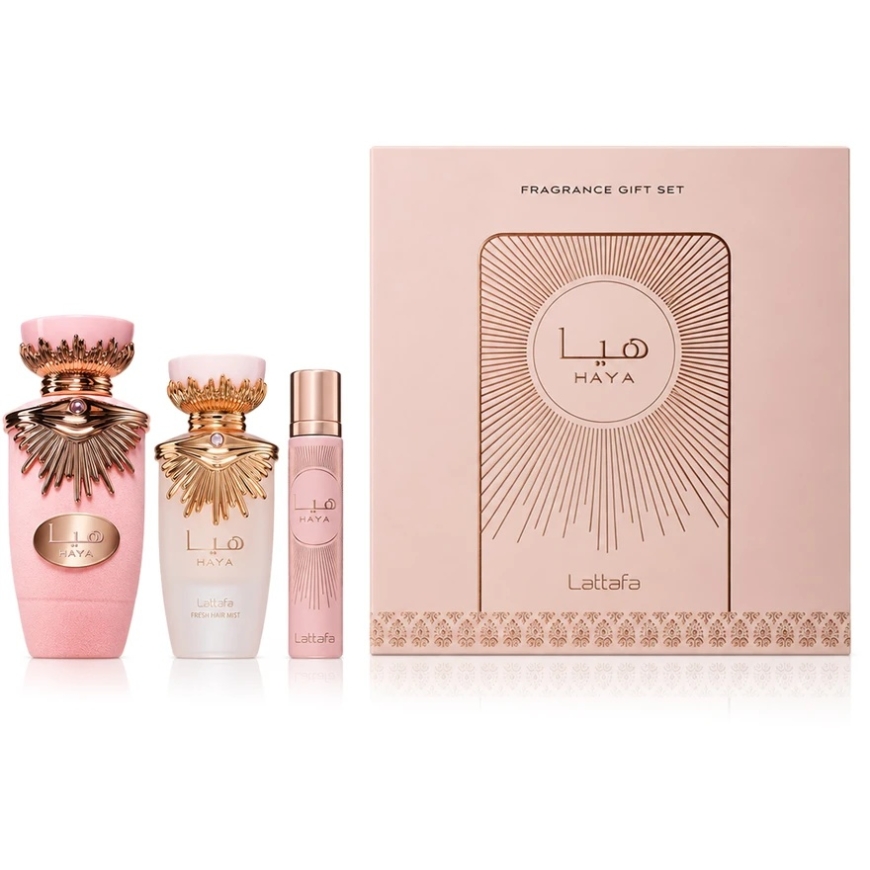 Lattafa Haya EDP 100 ml + EDP MINI 12 ml + Hair Mist 50 ml (naisille) – 2