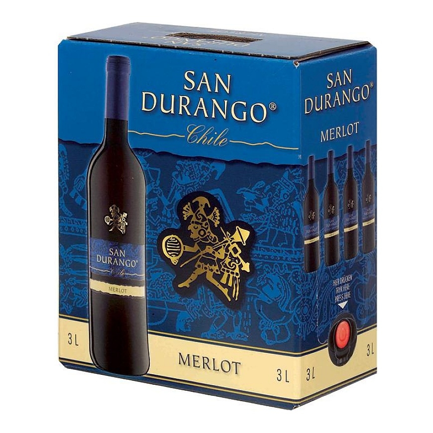 Chilean wine SAN DURANGO Merlot, BIB, red, dry, 13%, 3 l