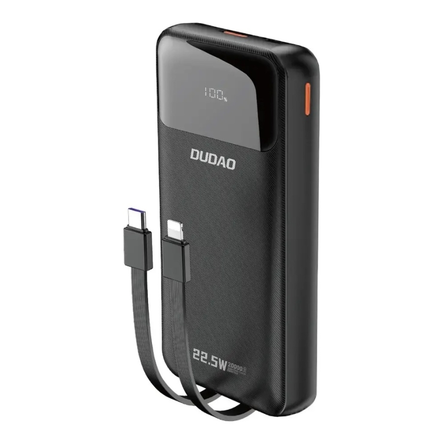 Dudao K15Pro išorinė baterija (powerbank) | 20 000 mAh | 22.5W | PD | USB-C, USB-A, Lightning | juodas