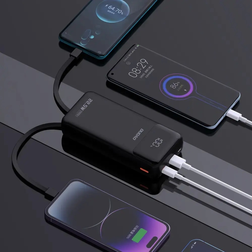Dudao K15Pro ārējais akumulators (powerbank) | 20 000 mAh | 22.5W | PD | USB-C, USB-A, Lightning | melns – 5
