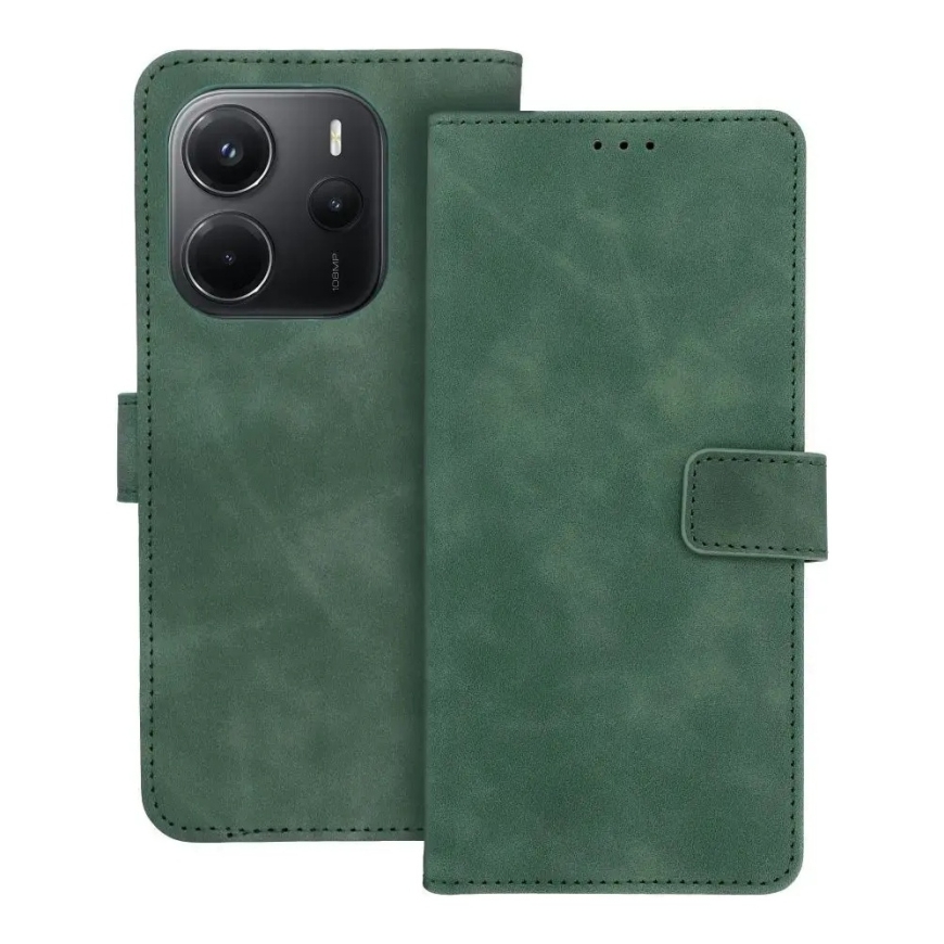 TENDER knygų dėklas XIAOMI Redmi Note 14 4G (GLOBALUS - 164,84mm x 78,15mm x 8,16mm) žalias