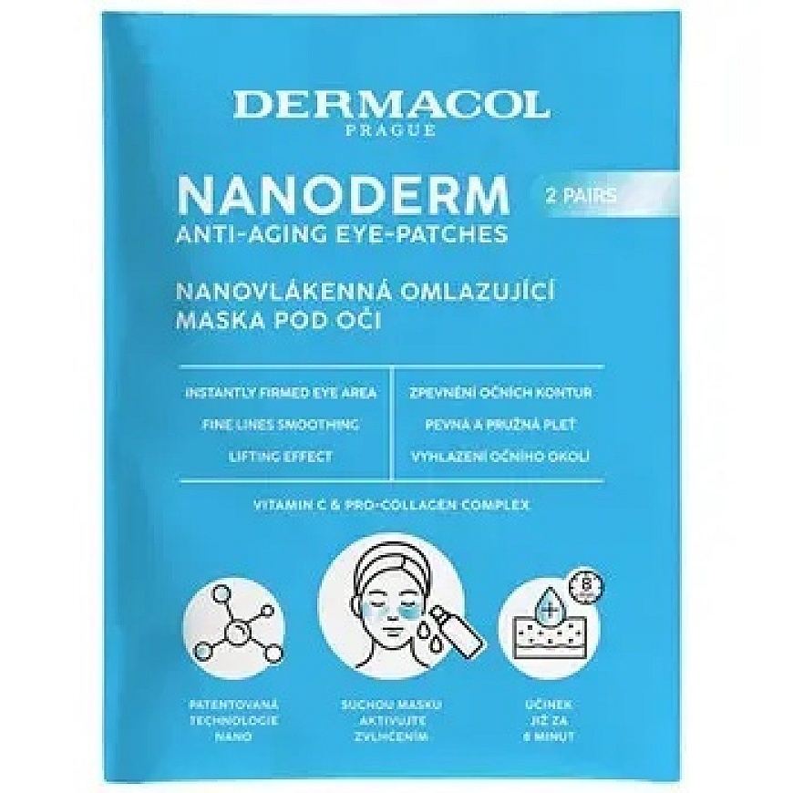 Dermacol Nanoderm acu plāksteri (1 pāris) - Nanovlakna atjaunojoša maska zem acīm