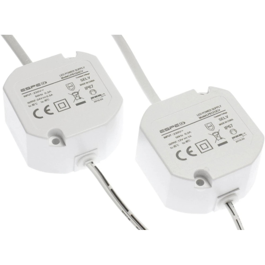 DOPUSZKOWY LAADIJAS ESPE LP-1212-211 12V 1A 12W IP67 5,5 / 2,1 mm – 2