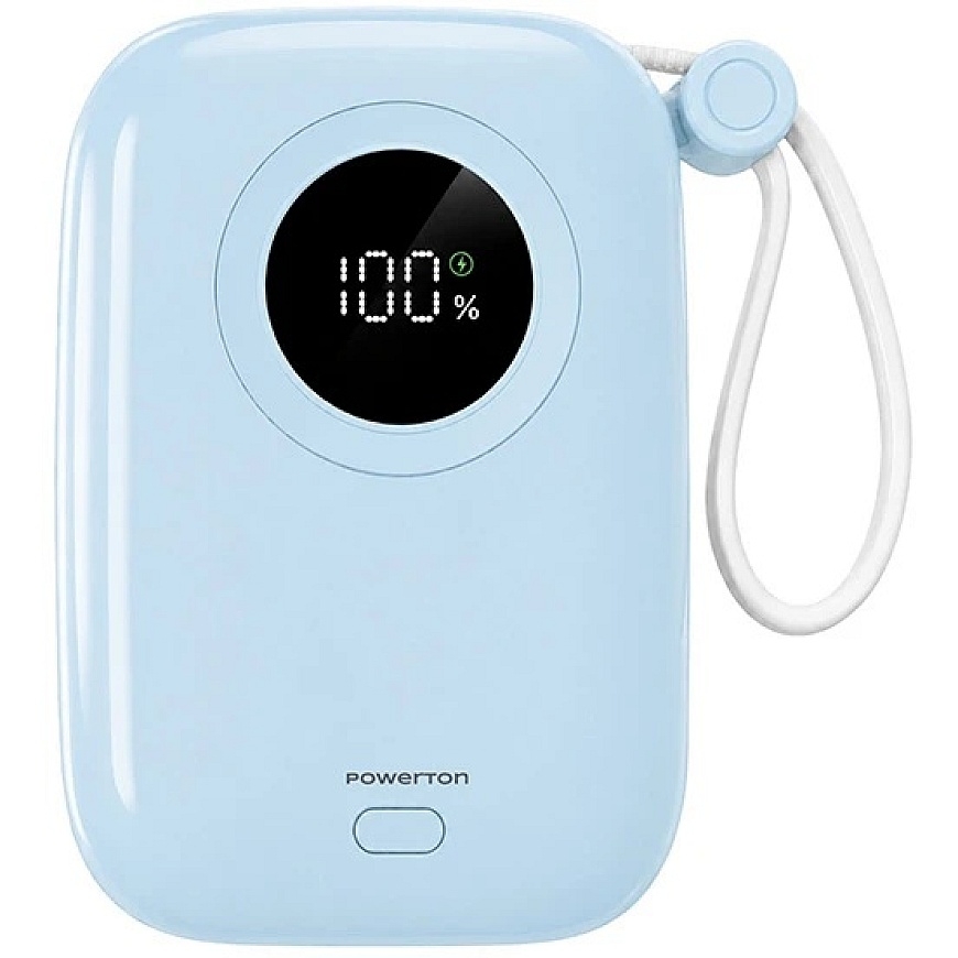 Powerton ENERGY PASTEL EDITION portable charger 10000mAh, 2x USB-C, 22.5W, built-in cables, blue