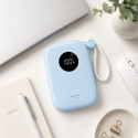 Powerton ENERGY PASTEL EDITION pārnēsājamais lādētājs 10000mAh, 2x USB-C, 22.5W, integrēti kabeļi, zils