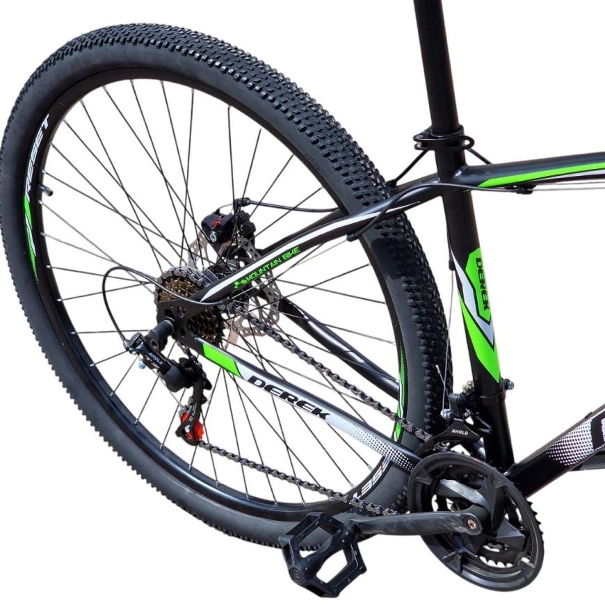 Reset Derek 29" Mountain Bike, Frame L, Black/Green (DRBLG29) – 3