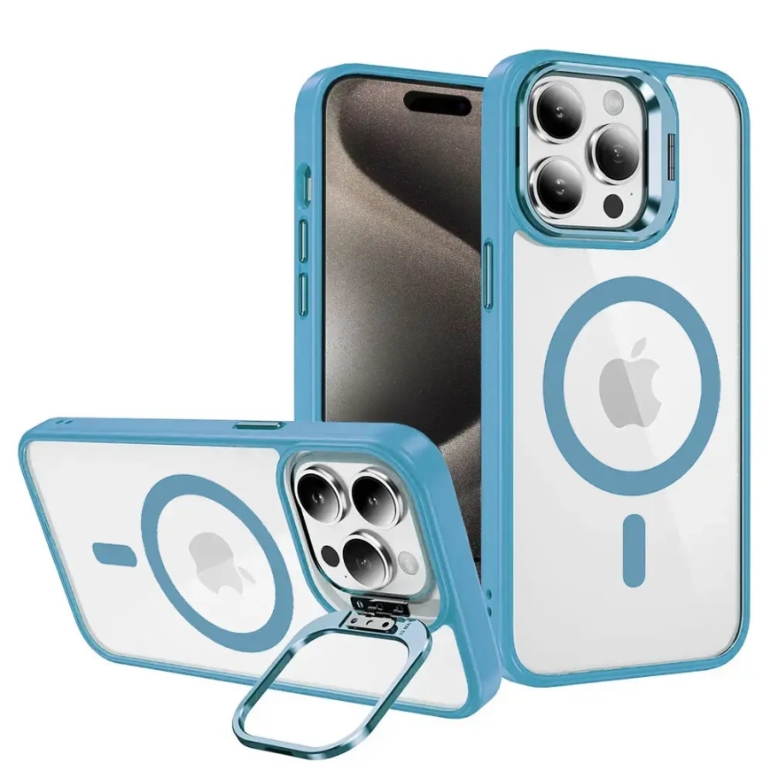 Tel Protect Kickstand telefono dėklas su stovu ir MagSafe palaikymu iPhone 13 Pro mėlynas