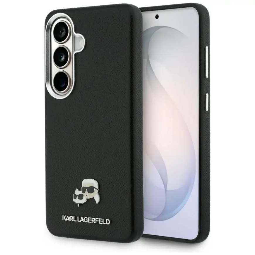 Karl Lagerfeld Saffiano KC Metal Logo чехол с поддержкой MagSafe для телефона Samsung Galaxy S26 (S942) чёрный