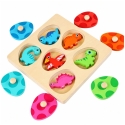 Lean Toys Hariduslik Puitpuzzle, dinosauruseteemaline, mitmevärviline, 17,5 × 17,5 cm