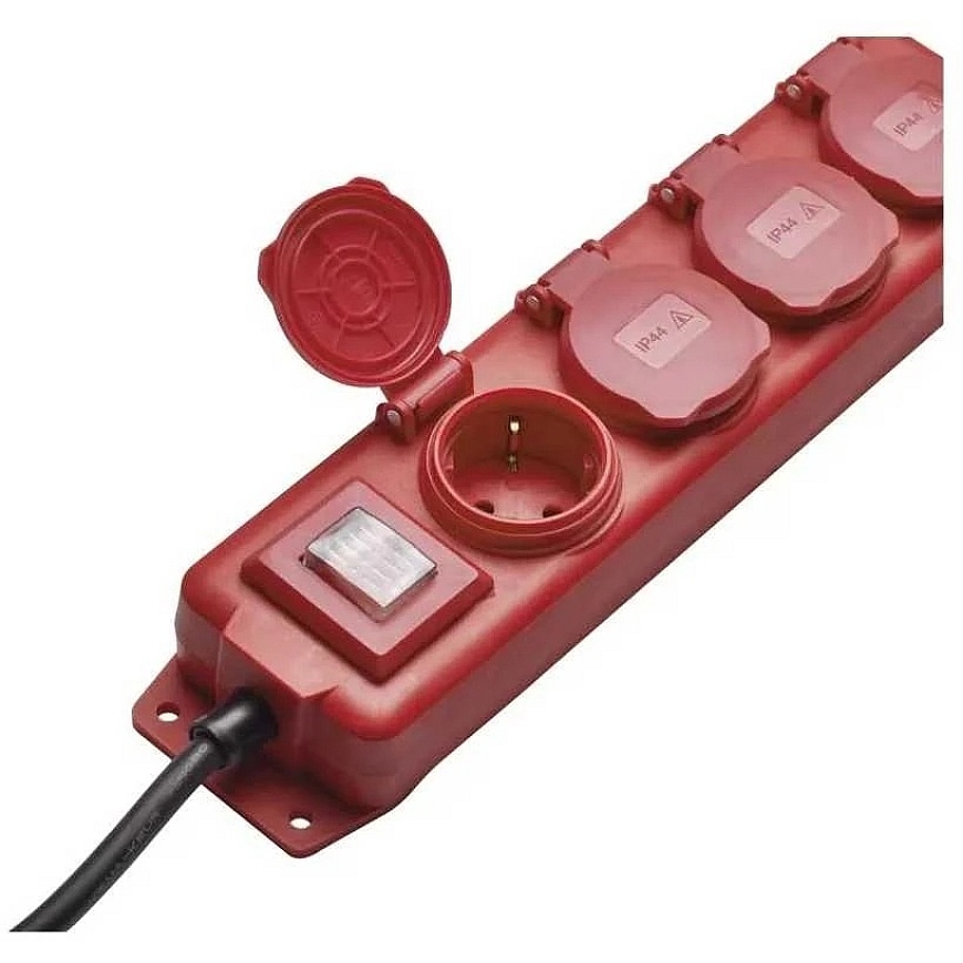 4-pistiku pikendus 3m IP44 3x1.5 mm² punane, kummikaabel EMOS – 2