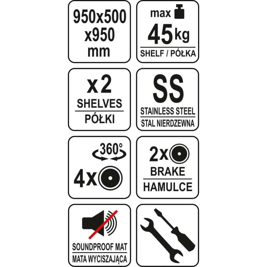 Toya Sa Poland Serviravimo vežimėlis | 2 lentynos | nerūdijantis plienas (YG-09095) – 5