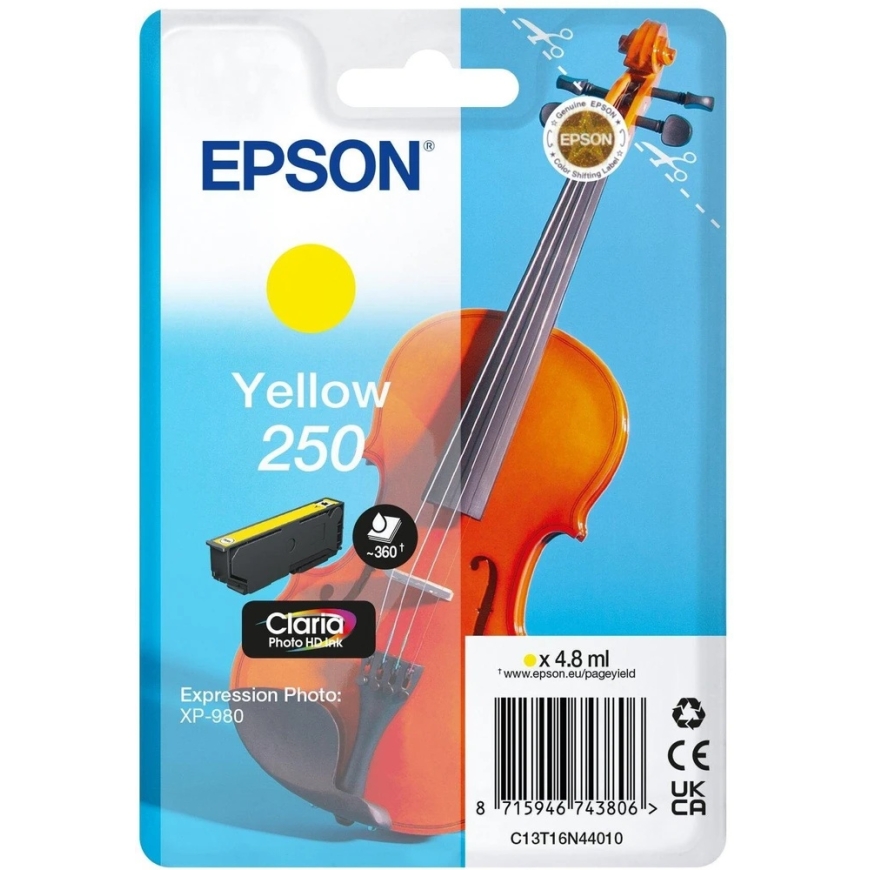Epson 250 ink - 4.8 ml - Yellow - original - blister pack - ink cartridge - compatible with P/N: C11CL95402 – 2