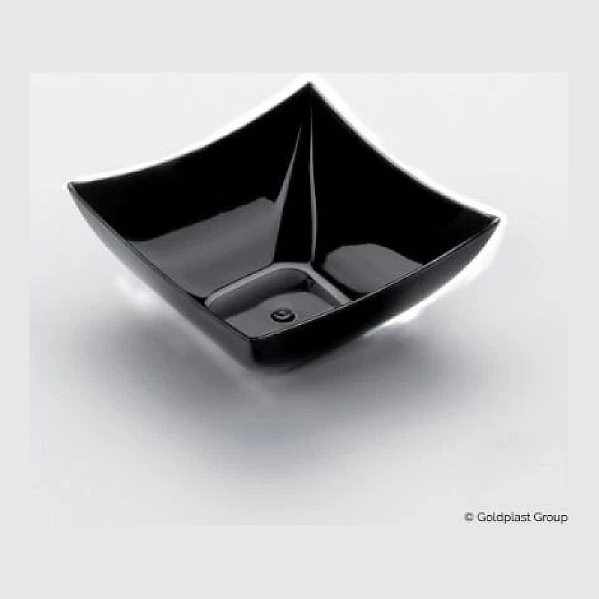 Gold Plast Disposable Appetizer Containers SQUARE, PS, black, 90 ml, 7 x 7 cm, H 3.5 cm, 25 pcs.
