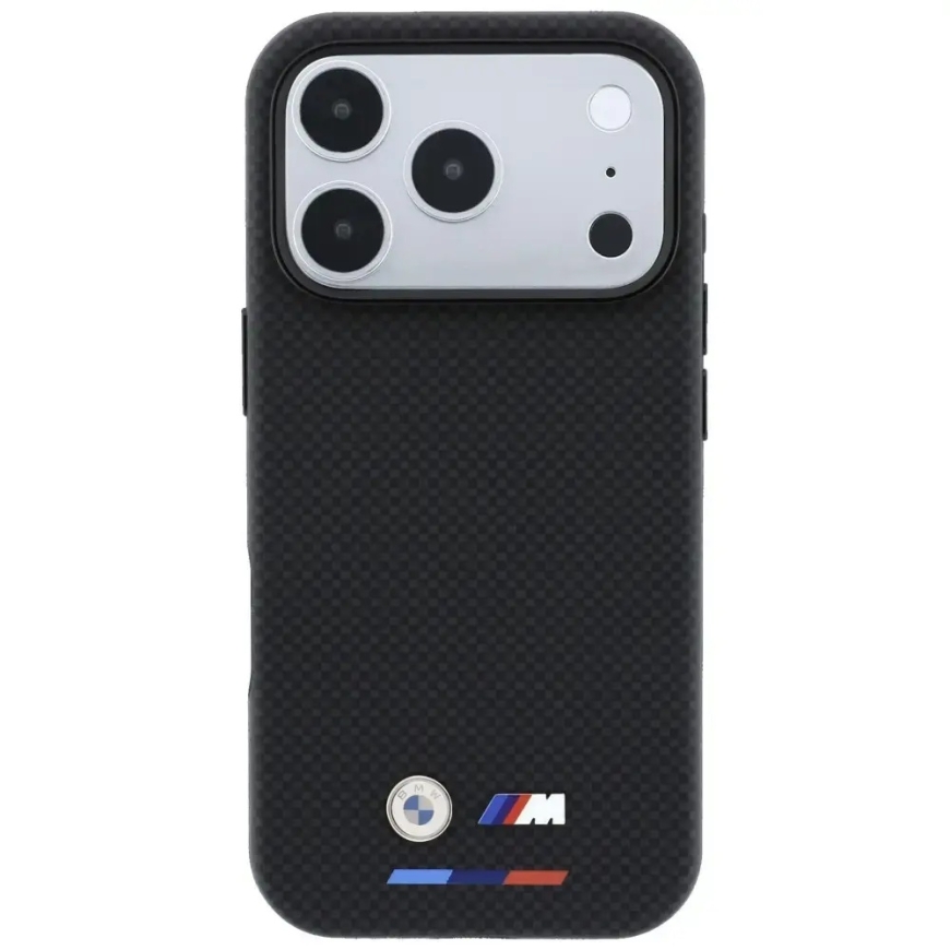 BMW M Quadrille Kevlar Tricolor & Metal Logo phone case with MagSafe support for iPhone 18 Pro Max black – 3