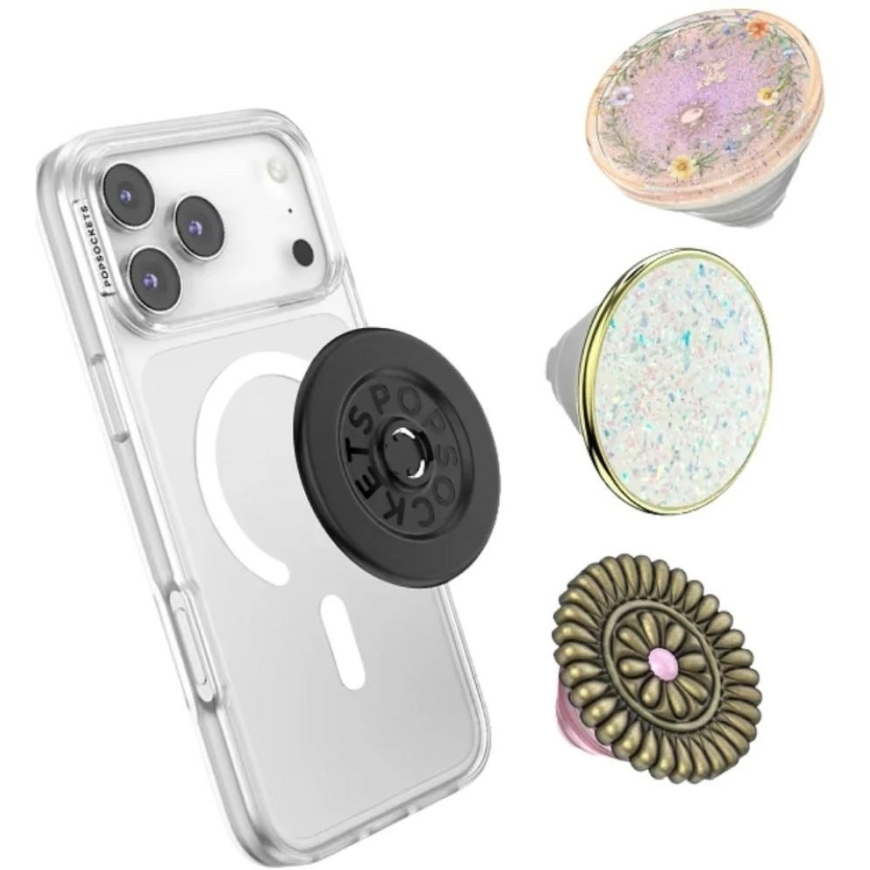PopSockets PopTop Luxe Enamel Opal telefonihoidik ja alus valge – 3