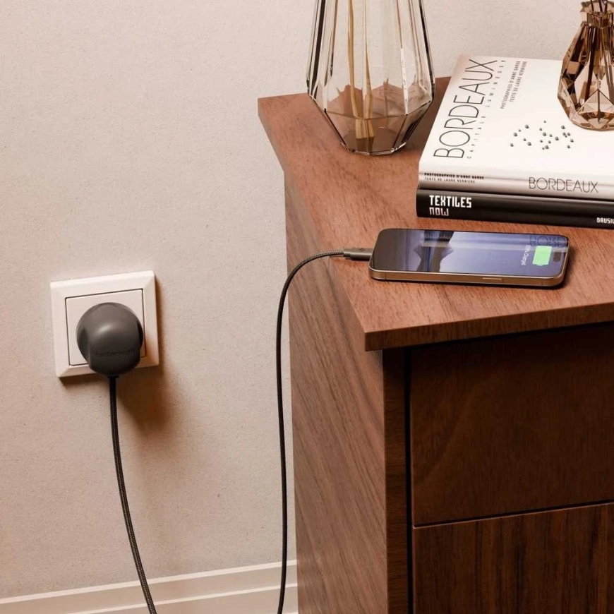 Twelve South PowerCord EU - 30W seinakinnitus koos USB-C kaabliga 1,2m (slate) – 3