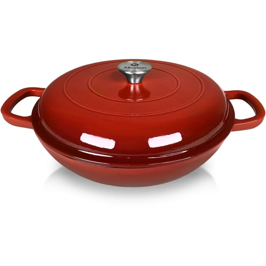 Allesken RODELUXE žema ketaus keptuvė 30x34x6cm 3.0L emaliuotas kreminis vidus