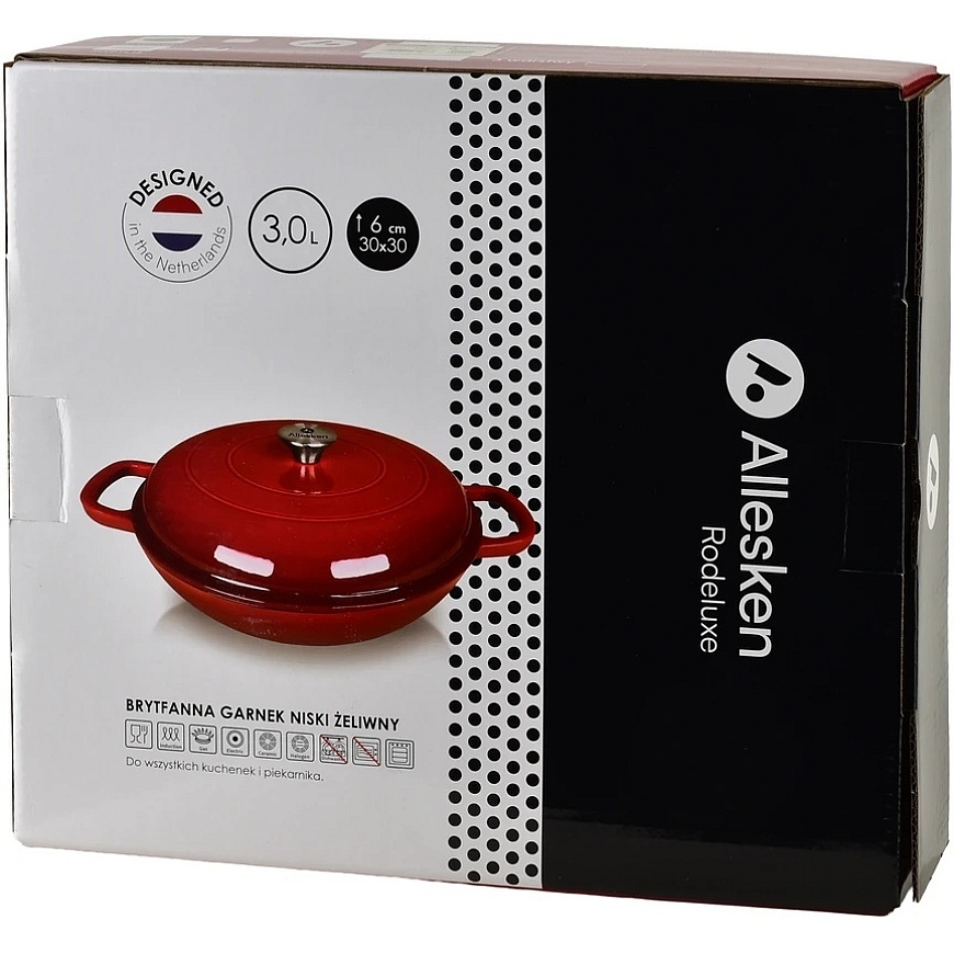 Allesken RODELUXE madal malmist pann 30x34x6cm 3.0L emaileeritud kreemjas sisemus – 4