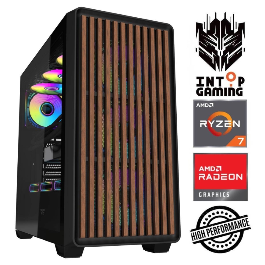 INTOP Ryzen 7 5700X 32GB 1TB SSD M.2 NVME+2TB RX9060XT 16GB ilman käyttöjärjestelmää