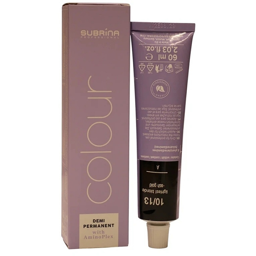 Subrina Professional Subrina Professional, Demi Permanent Colour, Demi-Permanent Hair Dye, 10/13 Lightest Ash Golden Skirtas švi – 3