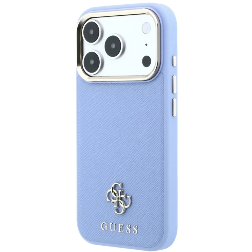 Guess Saffiano Small 4G & Classic Logo MagSafe чехол для iPhone 18 Pro Max / 17 Pro Max - Светло-синий – 3