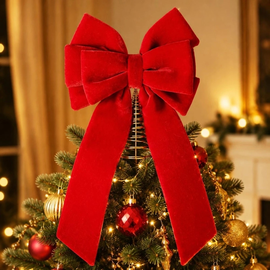 Slowmoose Christmas decoration KOKARDA VELVET TOPPER FOR CHRISTMAS TREE 72CM RED – 5