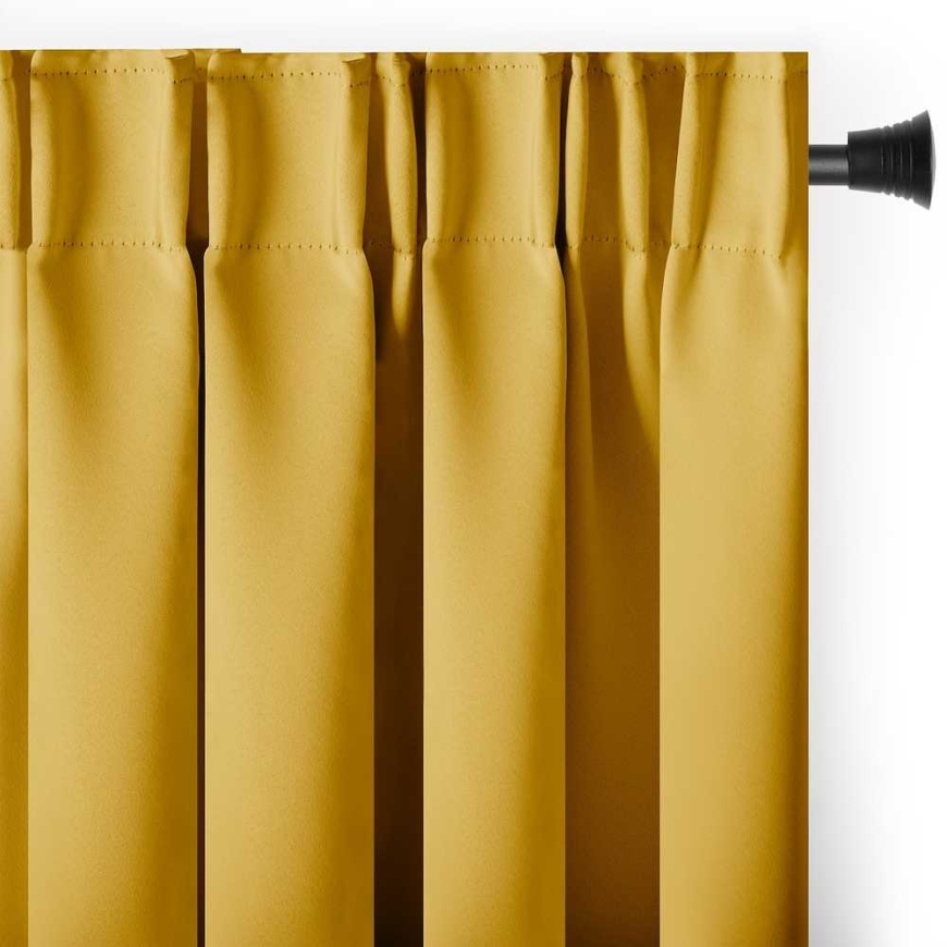 Samettiverho lenkeillä AmeliaHome 140 × 230 cm, sinappi
