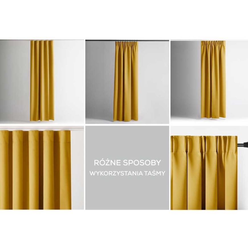 Samta aizkars ar cilpām AmeliaHome 140 × 230 cm, sinepju – 2