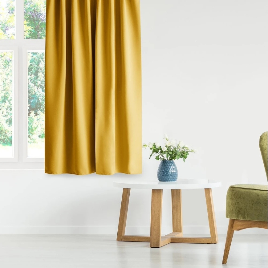 Samettiverho lenkeillä AmeliaHome 140 × 230 cm, sinappi – 3