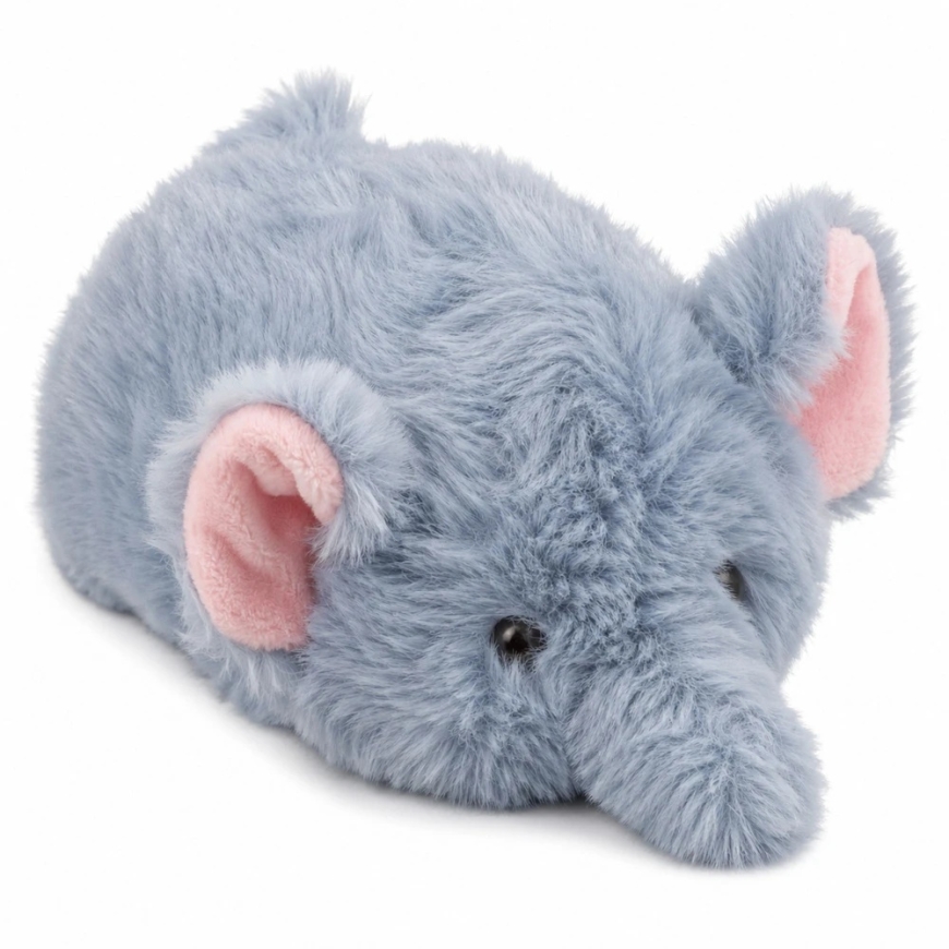 Lean Toys Pliušinis žaislas dramblys, pilkas ir rožinis, 18 × 10 × 9 cm – 4