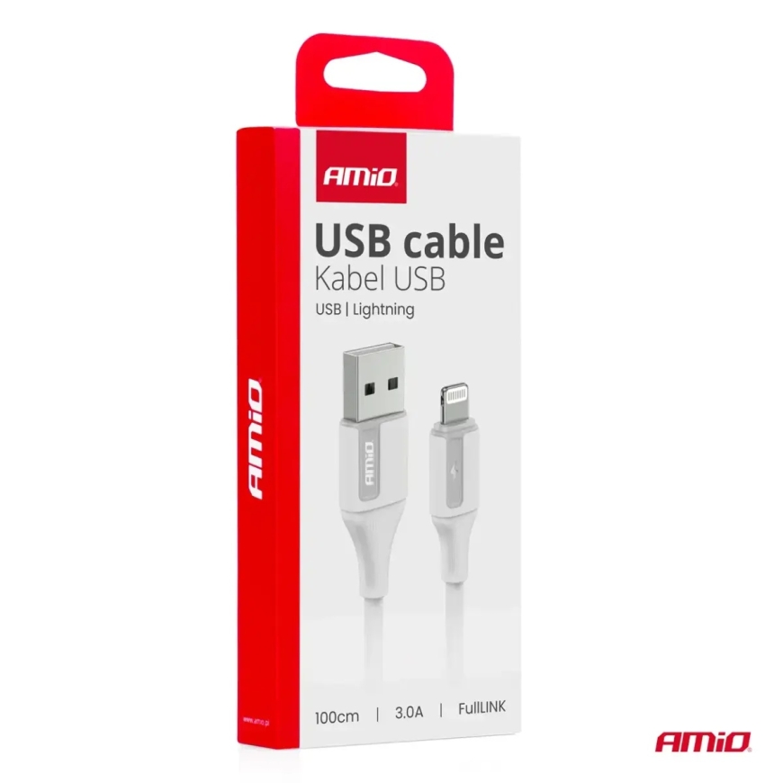 AMiO AMIO-03919 провод для передачи данных и зарядки | USB-A на Lightning | 15W | 1m – 3