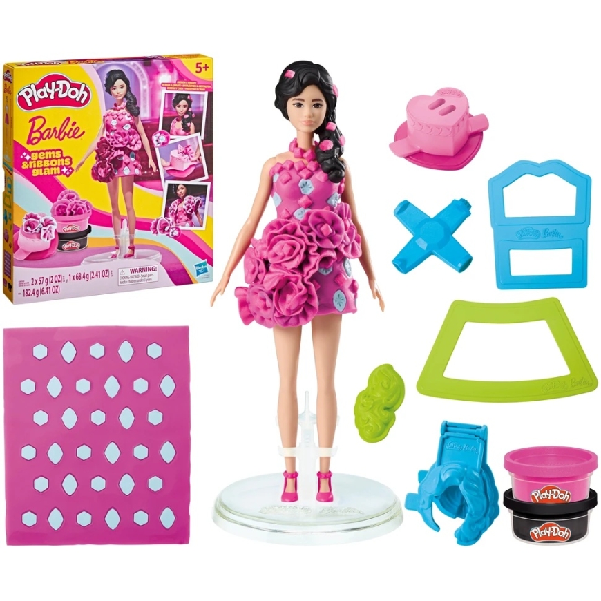 PLAY-DOH BARBIE Rinkinys „Blizgučiai ir kaspinėliai“ – 4
