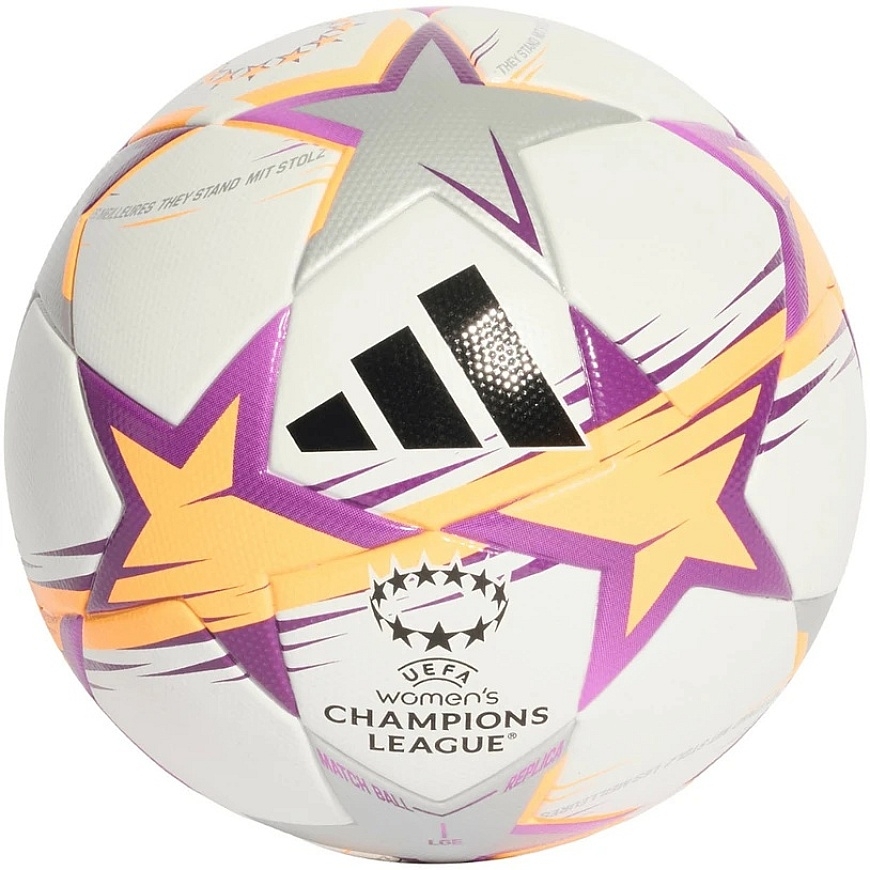 adidas UCL Sieviešu Līgas Futbola Bumba 26/27 Līgas Posms Balta un Oranža-Sudraba KE5142 (4)
