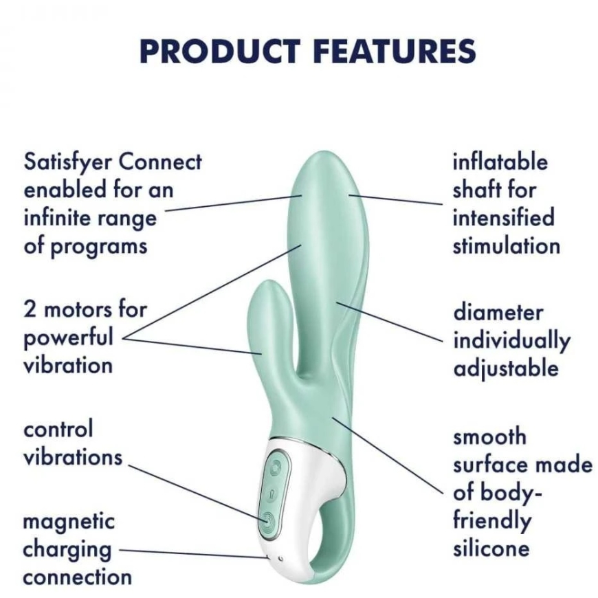 Satisfyer Air Pump Bunny 5+ -vibraattori pumpulla Mint – 4