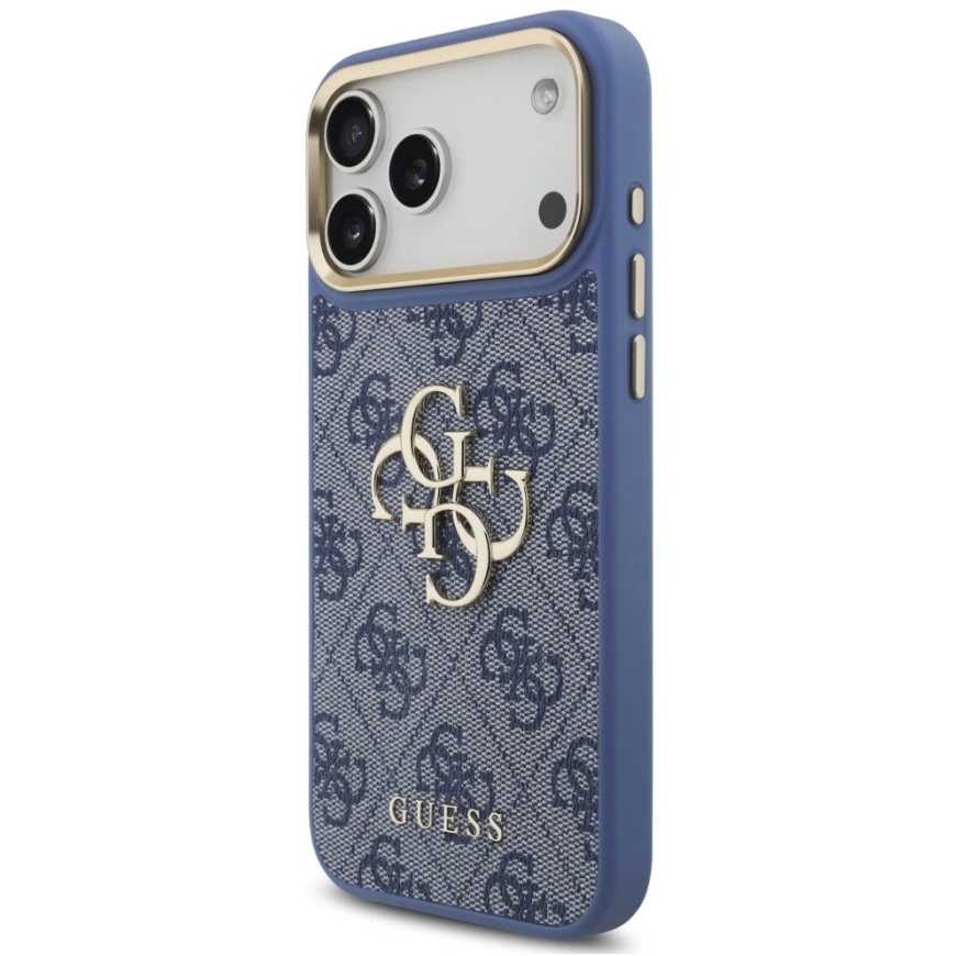 Guess 4G Big Kott 4G Classic Logo Big Rihm Metallnupud, mõeldud iPhone 18 Pro Max / 17 Pro Max, sinine – 3