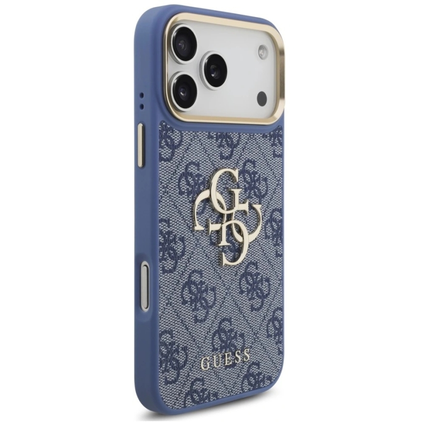 Dėklas Guess 4G Big 4G Classic Logo Big Strap Metal Mygtukai, skirtas iPhone 18 Pro Max / 17 Pro Max, mėlynas – 5