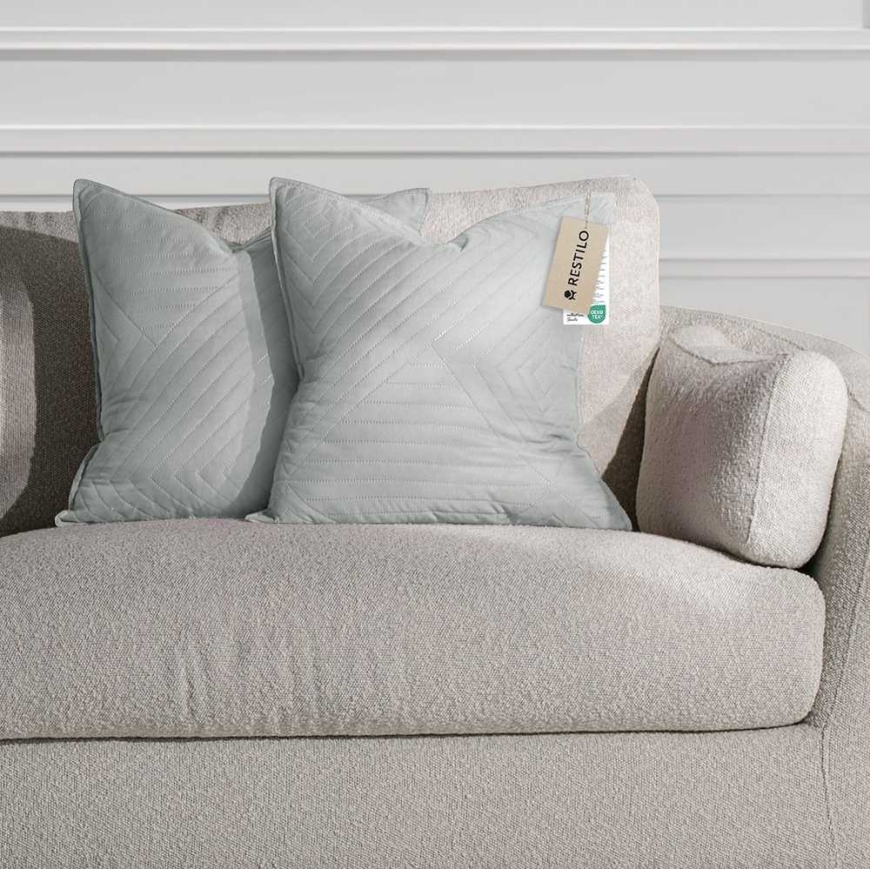 RESTILO SOFTA decorative cushion cover, embossed gray, glamour style, microfibre, 45 x 45 cm