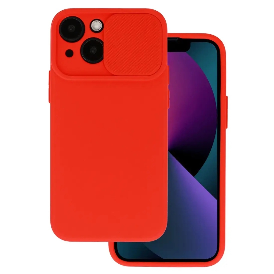 Camshield Soft telefono dėklas iPhone 12 Pro Max raudonas (su kameros apsauga)