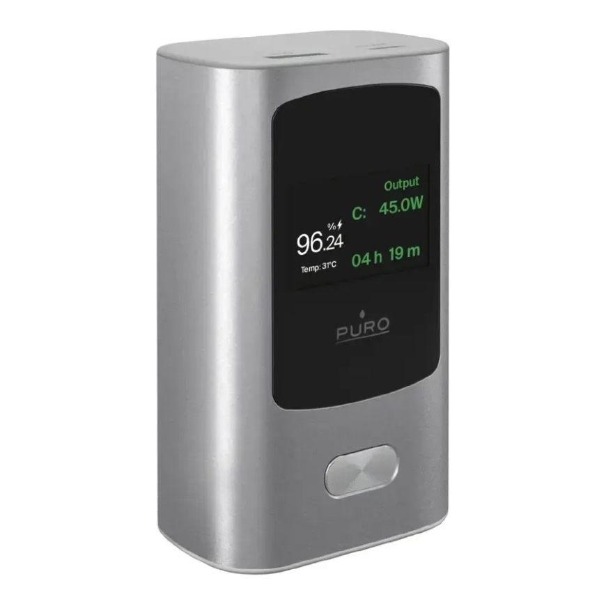Puro ārējais akumulators (powerbank) | 10 000 mAh | 45W | USB-A, USB-C | LED ekrāns | pelēks – 2